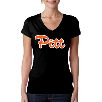 Org/Wht Script Pitt - Juniors' Fit Sporty V Thumbnail