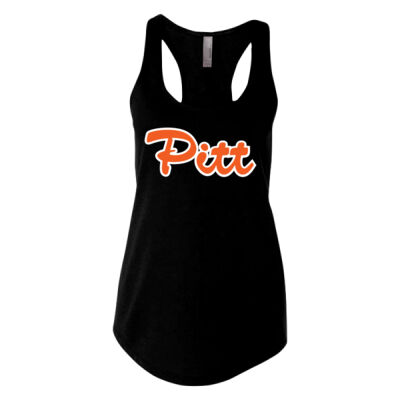 Org/Wht Script Pitt - Ladies' Terry Racerback Tank Thumbnail